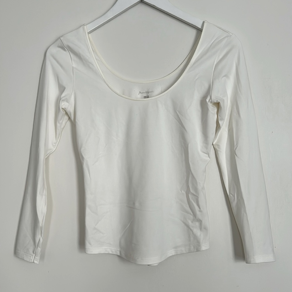 MAME KUROGOUCHI HEATTECH BALLET NECK T-SHIRT (SILK BLEND) - XS